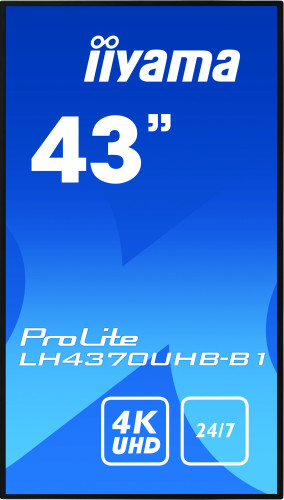 iiyama LH4370UHB-B1 pantalla de señalización Pantalla plana para señalización digital 108 cm (42.5") VA 4K Ultra HD Negro Procesador incorporado Android 9.0