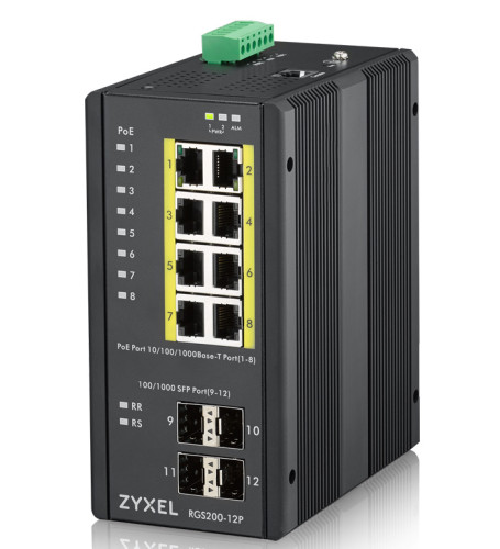 Zyxel RGS200-12P Gestionado L2 Gigabit Ethernet (10/100/1000) Energía sobre Ethernet (PoE) Negro - Imagen 2