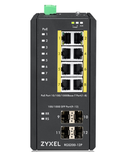 Zyxel RGS200-12P Gestionado L2 Gigabit Ethernet (10/100/1000) Energía sobre Ethernet (PoE) Negro - Imagen 4