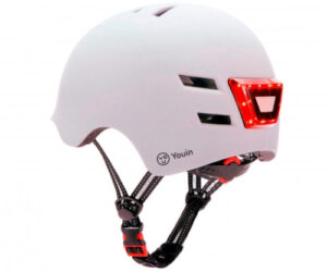 YOUIN CASCO CON LED FRONTAL Y TRASERO BLANCO (TALLA M)