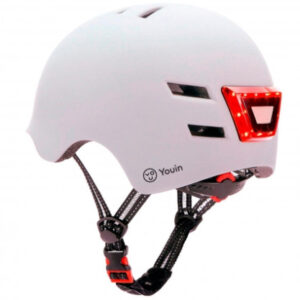YOUIN CASCO CON LED FRONTAL Y TRASERO BLANCO (TALLA M)