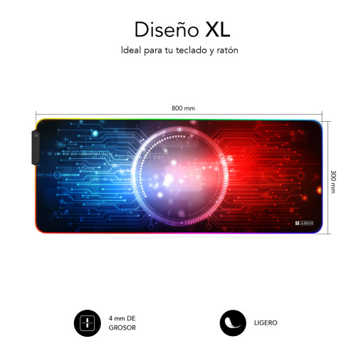 SUBBLIM Alfombrilla/Tapete Ratón con Luz LED RGB 9 colores - Imagen 4