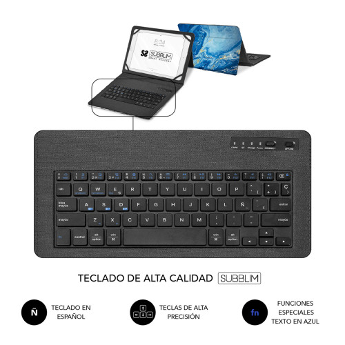 SUBBLIM Funda con Teclado Keytab Pro BT Trendy Marmol Azul - Imagen 6