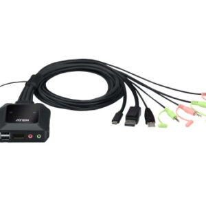 ATEN Switch KVM en formato cable híbrido DisplayPort de 2 puertos USB-C