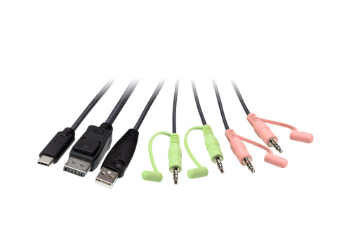 ATEN Switch KVM en formato cable híbrido DisplayPort de 2 puertos USB-C - Imagen 4