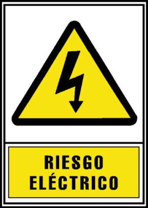 SEÑAL HOMOLOGADA AVISO RIESGO ELECTRICO 210x297MM PVC AMARIL