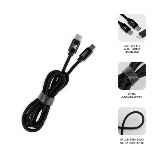 SUBBLIM CARGADOR ULTRA RAPIDO 2xUSB DE PARED PD25W+QC3.0+Cable C to C y lightning Negro - Imagen 3