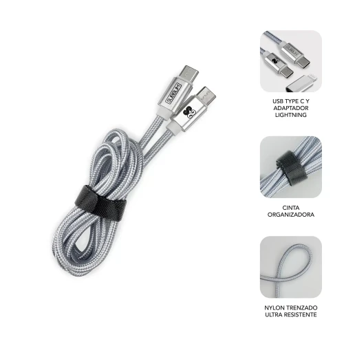 SUBBLIM CARGADOR ULTRA RAPIDO 2xUSB DE PARED PD25W+QC3.0+Cable C to C y lightning Blanco - Imagen 3