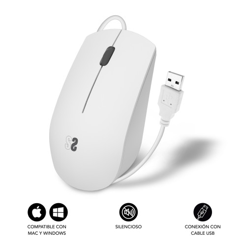 SUBBLIM Ratón Business Silencioso con cable USB 1200 DPI Blanco - Imagen 3