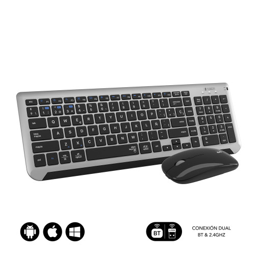 SUBBLIM Teclado con Ratón Bluetooth + 2.4G Combo Dual Prestige Extendido Gris/Negro - Imagen 3