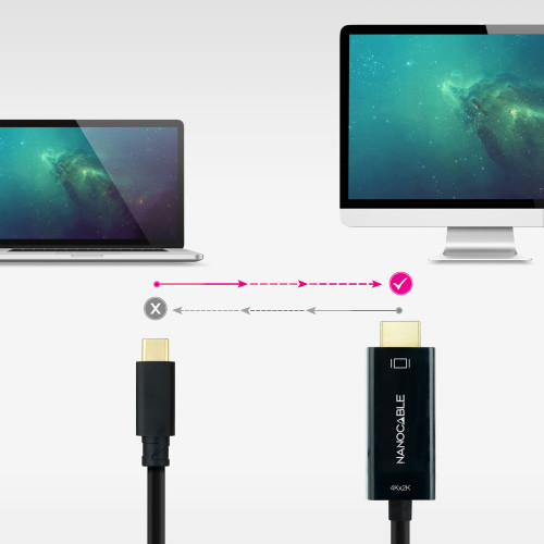 Nanocable Cable Conversor USB-C a HDMI 1.4 4K@30HZ 1.8 m, Negro - Imagen 5