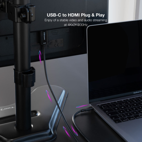Nanocable Cable Conversor USB-C a HDMI 1.4 4K@30HZ 1.8 m, Negro - Imagen 7
