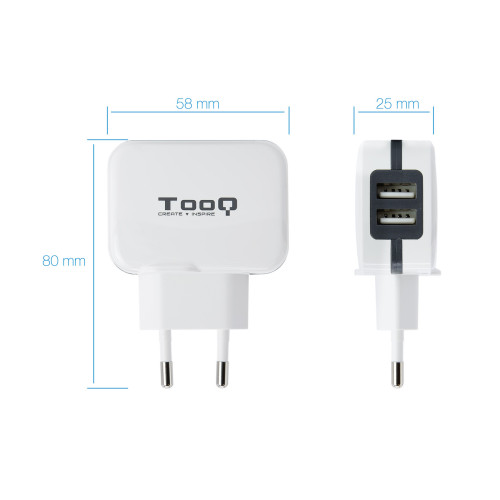 TOOQ / CARGADOR PARED USB / BLANCO / TQWC-1S02WT - Imagen 3