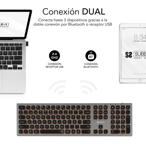 SUBBLIM Teclado Bluetooth/2.4G Master iluminado Ext G/N - Imagen 4