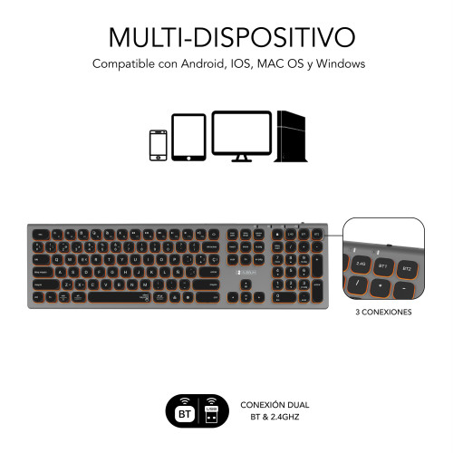 SUBBLIM Teclado Bluetooth/2.4G Master iluminado Ext G/N - Imagen 5