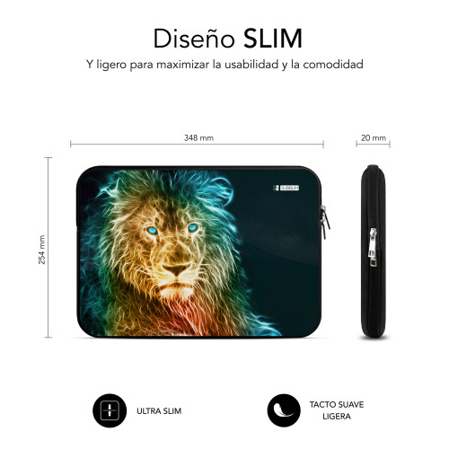 SUBBLIM Funda Ordenador Neopreno Trendy Sleeve Neo Lion 13,3-14" - Imagen 5