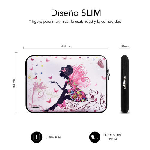 SUBBLIM Funda Ordenador Neopreno Trendy Sleeve Neo Hada 13,3-14" - Imagen 5