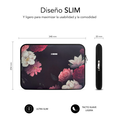 SUBBLIM Funda Ordenador Neopreno Trendy Sleeve Neo Flowers 13,3-14" - Imagen 5
