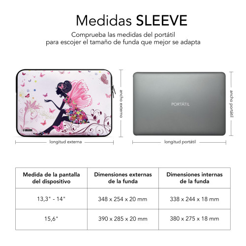 SUBBLIM Funda Ordenador Neopreno Trendy Sleeve Neo Hada 13,3-14" - Imagen 6