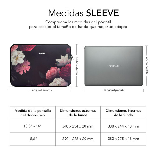 SUBBLIM Funda Ordenador Neopreno Trendy Sleeve Neo Flowers 13,3-14" - Imagen 6