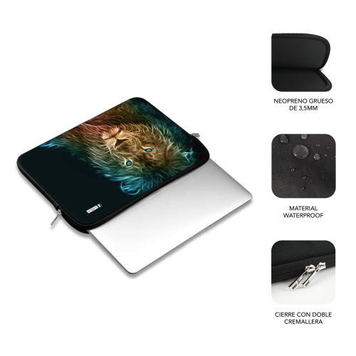 SUBBLIM Funda Ordenador Neopreno Trendy Sleeve Neo Lion 15,6" - Imagen 4