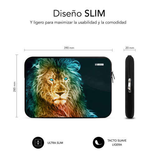 SUBBLIM Funda Ordenador Neopreno Trendy Sleeve Neo Lion 15,6" - Imagen 5