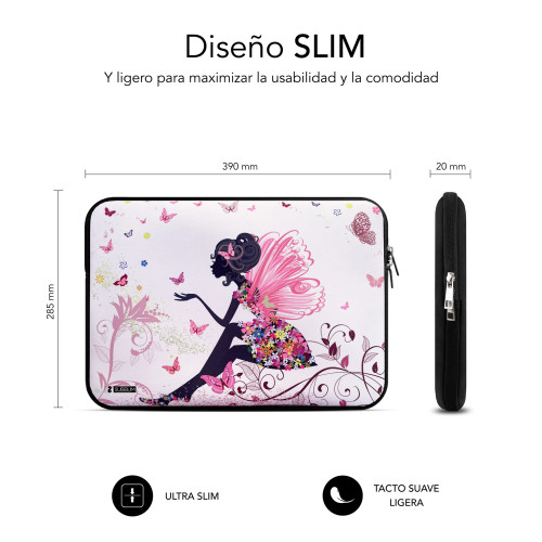 SUBBLIM Funda Ordenador Neopreno Trendy Sleeve Neo Hada 15,6" - Imagen 5