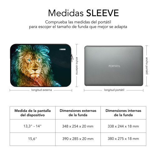 SUBBLIM Funda Ordenador Neopreno Trendy Sleeve Neo Lion 15,6" - Imagen 6