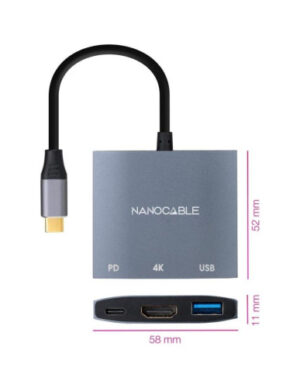 NANOCABLE CONVERSOR USB-C A HDMI/H-USB3.0/H-USB-C PD/H 15 CM