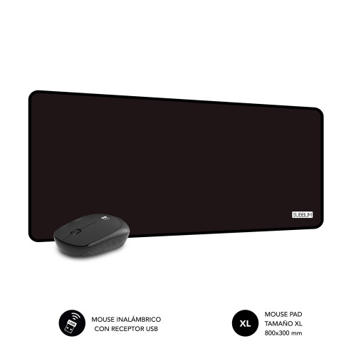 SUBBLIM Alfombrilla con Ratón Harmony Pack Mousepad XL + Wireless Mouse Black - Imagen 3