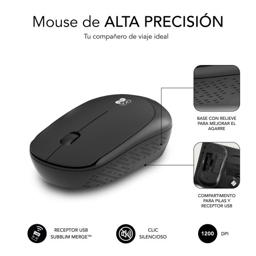 SUBBLIM Alfombrilla con Ratón Harmony Pack Mousepad XL + Wireless Mouse Black - Imagen 7