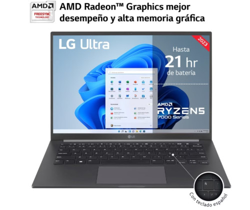 LG PORTATIL (14U70R-G.AP56B) ULTRA PRO, 14", RYZEN5, 8GB RAM, 512GB SSD, GRIS - Imagen 4