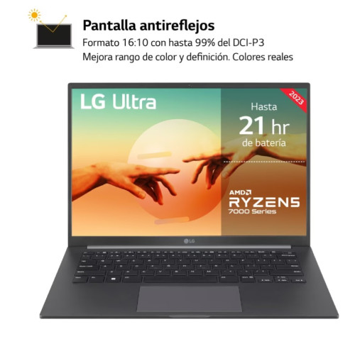 LG PORTATIL (14U70R-G.AP56B) ULTRA PRO, 14", RYZEN5, 8GB RAM, 512GB SSD, GRIS - Imagen 5