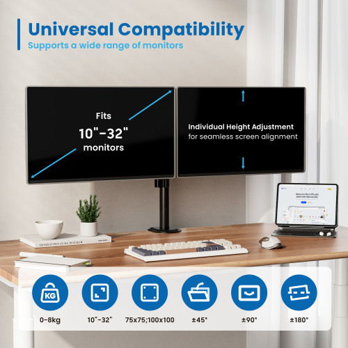 EWENT SOPORTE DE MESA PARA 2 MONITORES HASTA 27" - Imagen 3