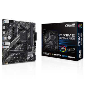 PLACA ASUS PRIME B550M-K ARGB,AMD,AM4,B550,2DDR4,64GB,DP+HDMI,GBLAN,4SATA3+2XM.2,6USB3.2,MATX