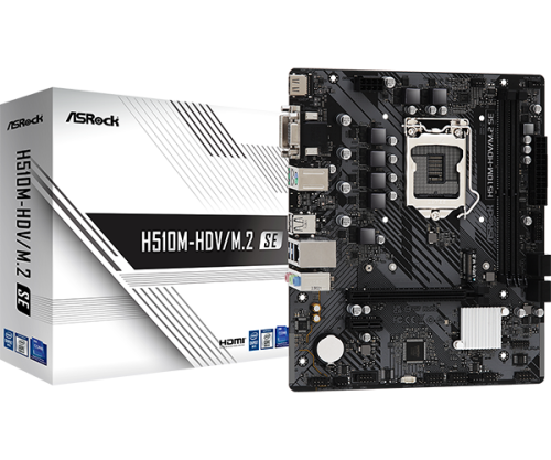 PLACA ASROCK H510M-HDV/M.2 SE,INTEL,1200,H470,2DDR4,64GB,VGA+DVI+HDMI,GBLAN,4SATA3,6USB3.2+M.2,MATX - Imagen 2