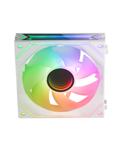 MARS GAMING MF-LINKFINITY, 120MM PWM MODULAR FAN, LINKFINITY CONTACT SYSTEM, INFINITY MIRROR ARGB 360º, WHITE - Imagen 2