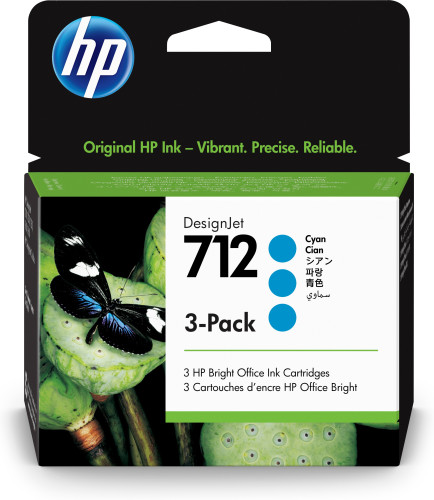 HP Paquete de 3 cartuchos de Tinta DesignJet 712 cian de 29 ml - Imagen 2