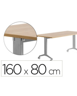 MESA CON TABLERO ABATIBLE 160X80CM COLOR GRIS ALUMINIO/ROBLE