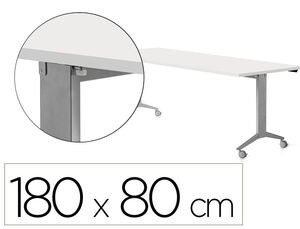 MESA CON TABLERO ABATIBLE 180X80CM COLOR GRIS ALUMINIO/BLANC