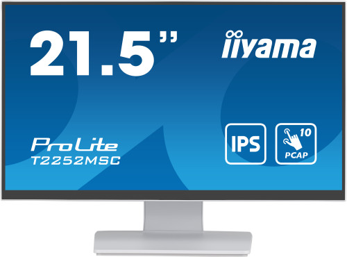 MONITOR IIYAMA 21,5" WHITE BONDED PCAP, 10P TOUCH WITH ANTI-FINGER PRINT COATING, 1920X1080, IPS-SLIM PANEL DESIGN, HDMI, DISPLAYPORT, 250CD/M² (WITH TOUCH), USB 2X 3.0 (T2252MSC-W2) - Imagen 2