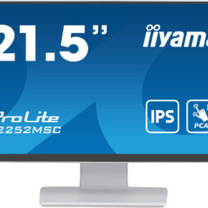 MONITOR IIYAMA 21,5" WHITE BONDED PCAP, 10P TOUCH WITH ANTI-FINGER PRINT COATING, 1920X1080, IPS-SLIM PANEL DESIGN, HDMI, DISPLAYPORT, 250CD/M² (WITH TOUCH), USB 2X 3.0 (T2252MSC-W2)