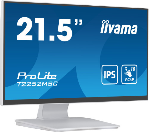 MONITOR IIYAMA 21,5" WHITE BONDED PCAP, 10P TOUCH WITH ANTI-FINGER PRINT COATING, 1920X1080, IPS-SLIM PANEL DESIGN, HDMI, DISPLAYPORT, 250CD/M² (WITH TOUCH), USB 2X 3.0 (T2252MSC-W2) - Imagen 3