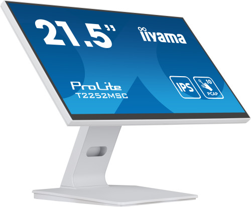 MONITOR IIYAMA 21,5" WHITE BONDED PCAP, 10P TOUCH WITH ANTI-FINGER PRINT COATING, 1920X1080, IPS-SLIM PANEL DESIGN, HDMI, DISPLAYPORT, 250CD/M² (WITH TOUCH), USB 2X 3.0 (T2252MSC-W2) - Imagen 5