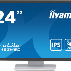 MONITOR IIYAMA 24" WHITE BONDED PCAP 10P TOUCH, 1920X1080, IPS-PANEL, FLAT BEZEL FREE GLASS FRONT, HDMI, DISPLAYPORT, 360CD/M² (WITH TOUCH), USB HUB 2X 3.0, SPEAKERS (T2452MSC-W1)