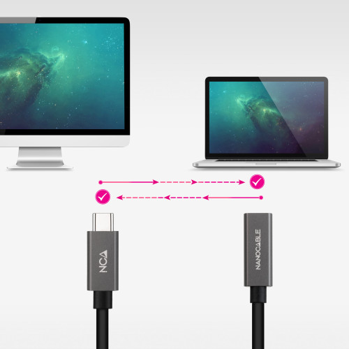 Nanocable Cable Prolongador USB-C 3.2 Gen2x2 20Gbps 3A, 4K/60Hz, USB-C/M-USB-C/H, Negro, 2 m - Imagen 6