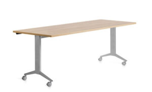 MESA CON TABLERO ABATIBLE 180X80CM COLOR GRIS ALUMINIO/ROBLE