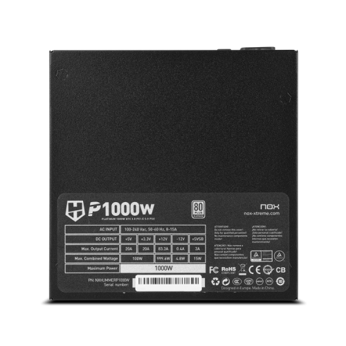 NOX Hummer P 1000W unidad de fuente de alimentación 24-pin ATX ATX Negro - Imagen 8