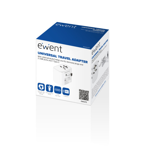 Ewent EW1475 adaptador de enchufe eléctrico Universal Blanco - Imagen 3