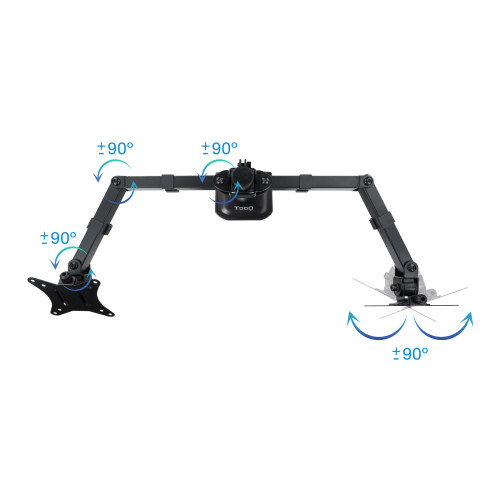 TooQ Soporte de Mesa para 2 Pantallas 17"-27", Negro - Imagen 4